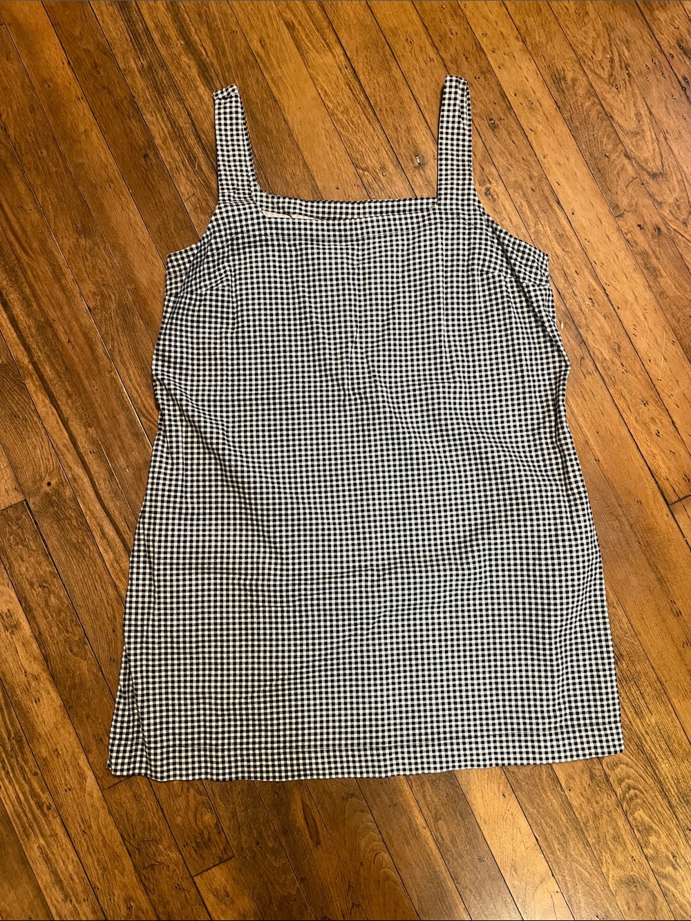 A New Day - Spring/Summer, Black and White Gingham Square Neck Dress with Straps
